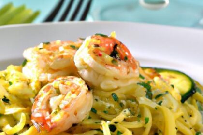 Savor Garlic Butter Shrimp on Zesty Zucchini Noodles Delight