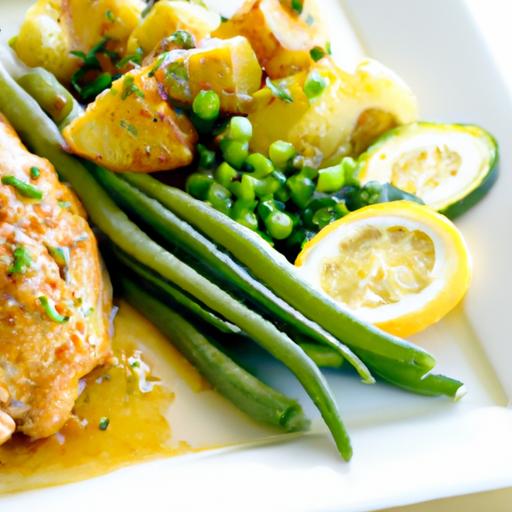 Zesty lemon Herb chicken with fresh Green Beans Delight
