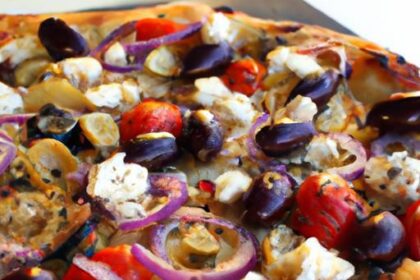 Savor Greek Pizza Magic with Tangy Kalamata Olives